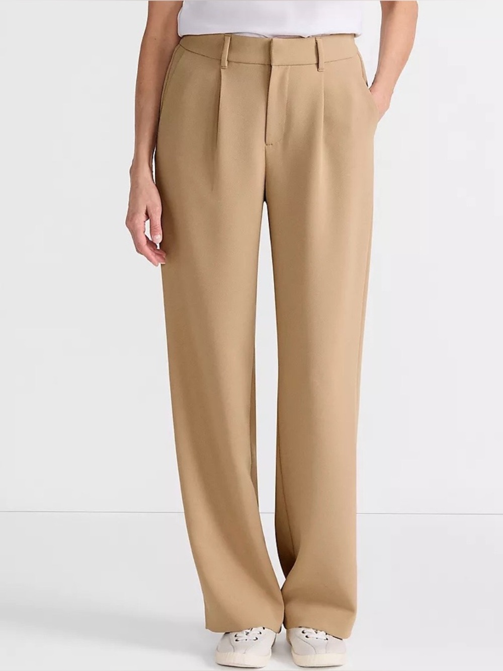 Lands End Wide-Leg High-Waist Trousers in Camel - Picture 2 of 6